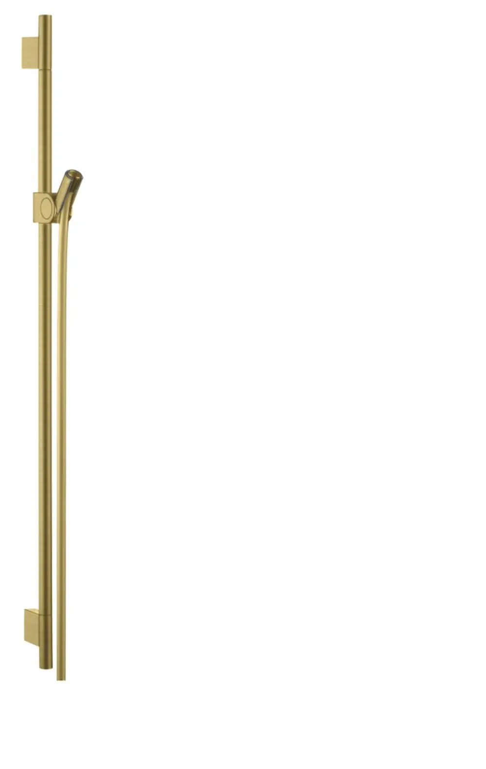 AXOR Brausestange in gebürstetem Messing mit flexiblem Brauseschlauch. Das Design ist einfach und funktional, ideal für moderne Badezimmer.